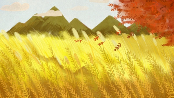彩绘唯美小麦背景设计