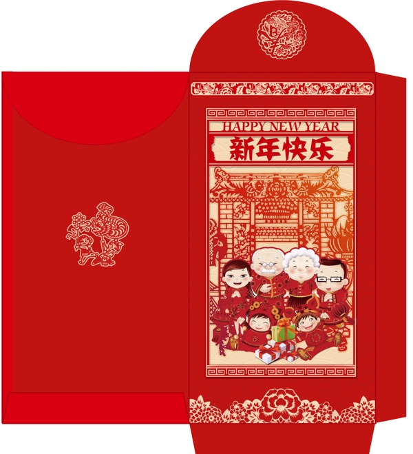 红色中国风新年红包设计利是封