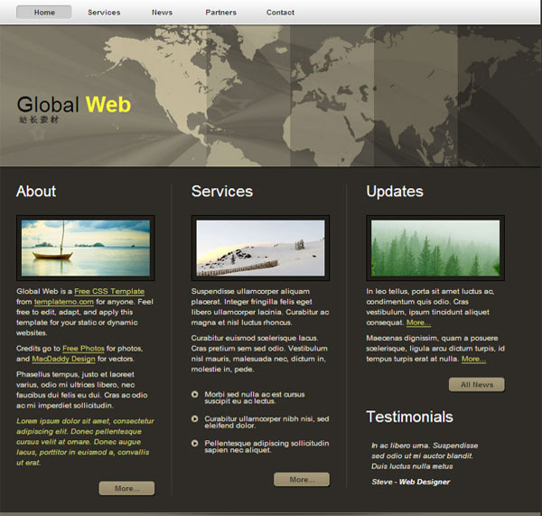 全球网络CSS网页模板