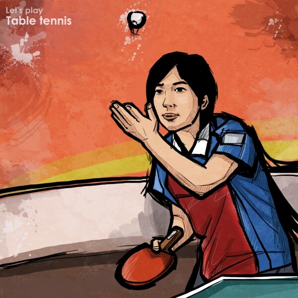 漫画乒乓球体育比赛图片