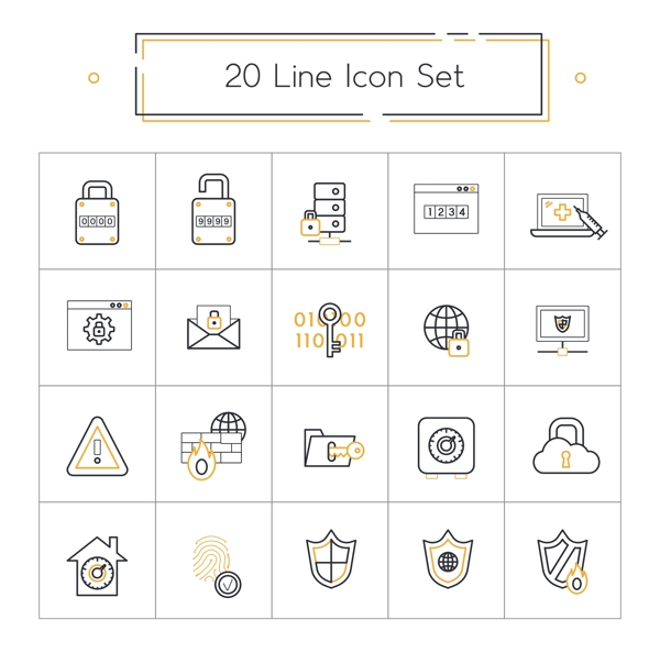 线框安全防护图标设计