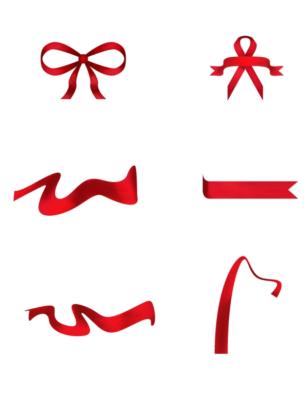 PS矢量红丝带设计元素蝴蝶结可商用素材