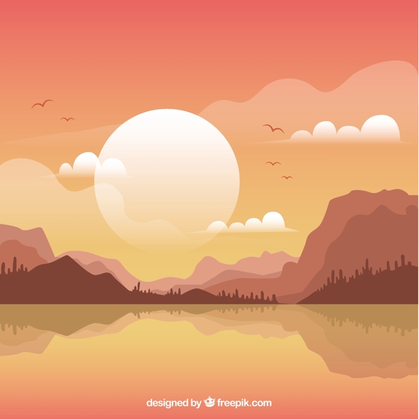 日落时的山地景观