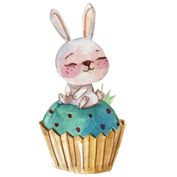 手绘蛋糕兔子