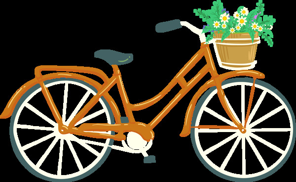 带篮子自行车插画免抠png透明图层素材
