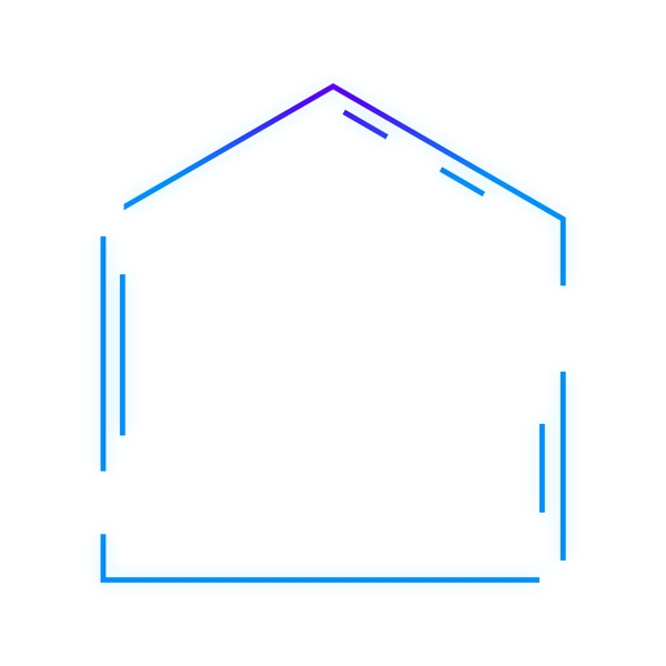 蓝色紫色科技感外发光几何方形五边形边框