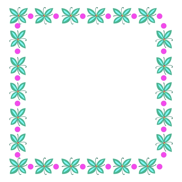 绿叶装饰正方形边框