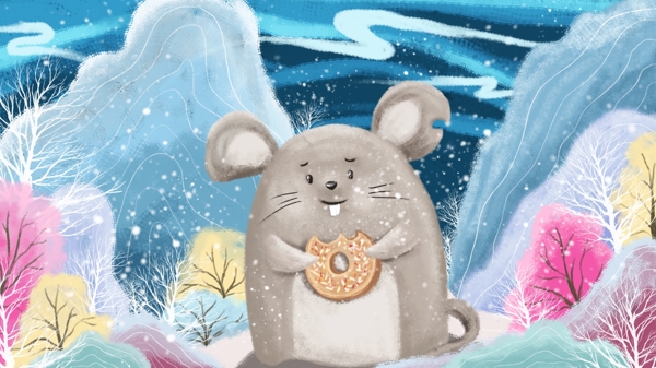 山物记山中吃甜甜圈的老鼠
