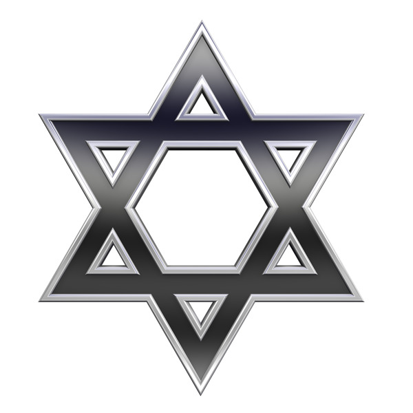 黑铬框架犹太教宗教象征的明星戴维白色隔离