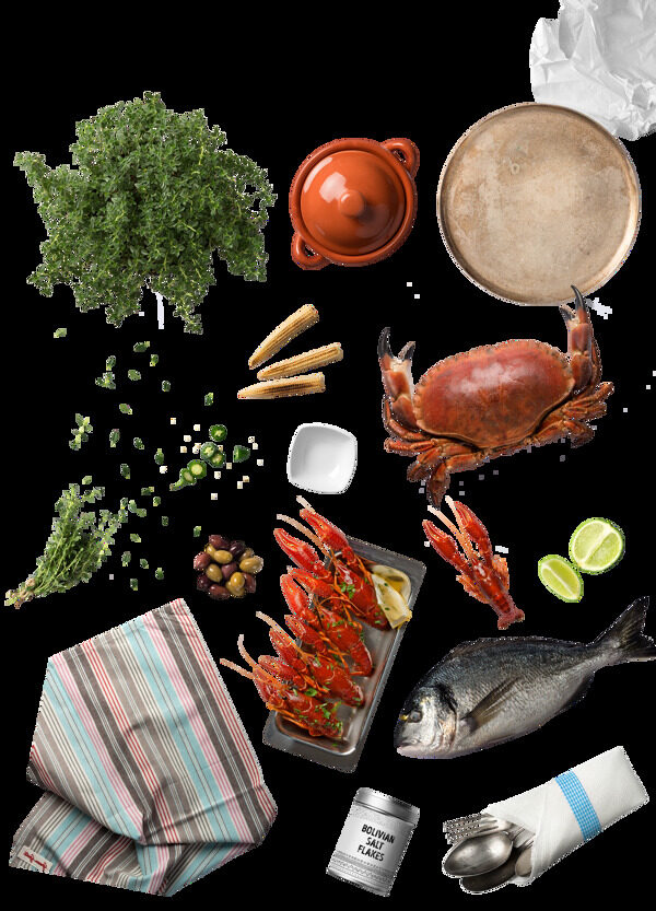 产品实物海鲜鱼虾png元素素材