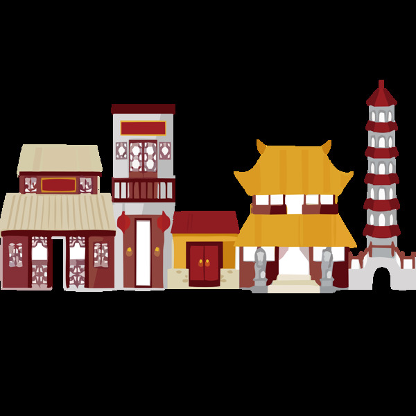 手绘中国建筑元素