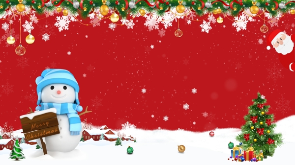 圣诞节雪地雪人背景设计