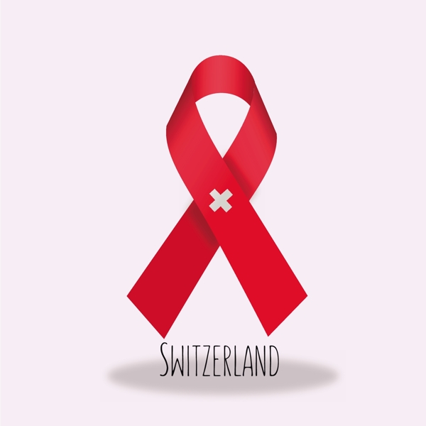 瑞士国旗丝带设计矢量素材