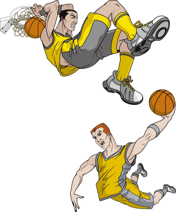 打篮球的卡通人物矢量素材
