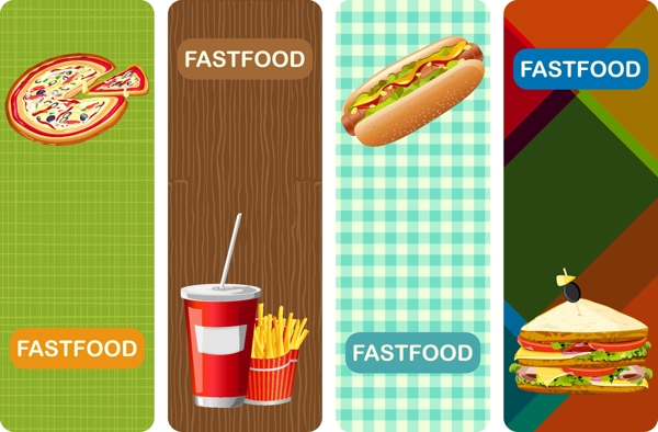 快餐食品条幅矢量图AI