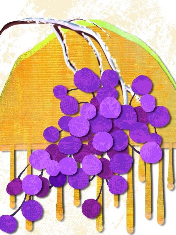 现代简约紫色葡萄水果客厅装饰画