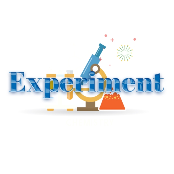 现代蓝色实验简单字体与显微镜模式