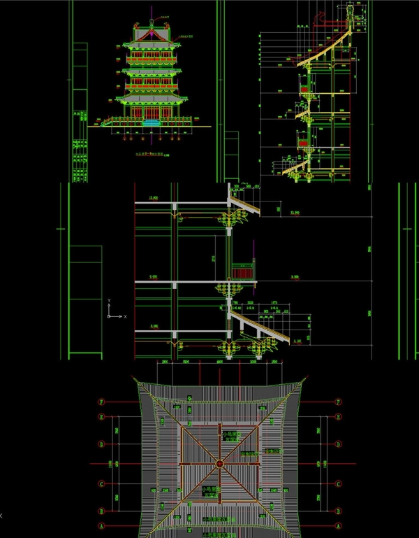 水云阁建筑初步设计图含效果图