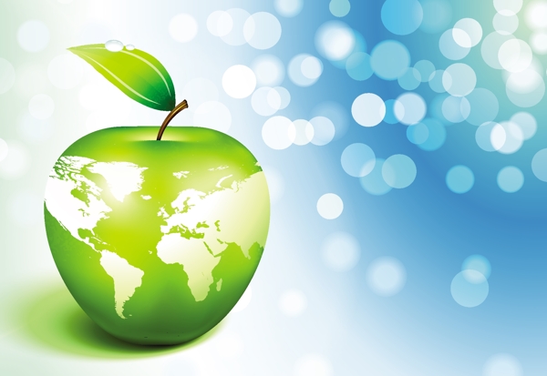 苹果与地球环境主题矢量素材