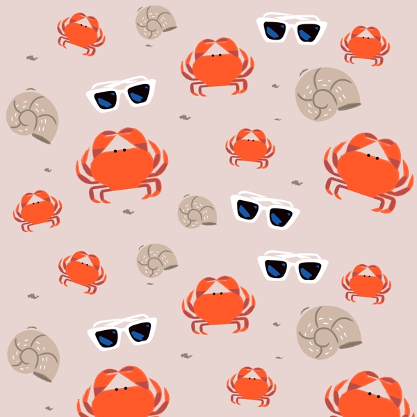 卡通螃蟹面料花型