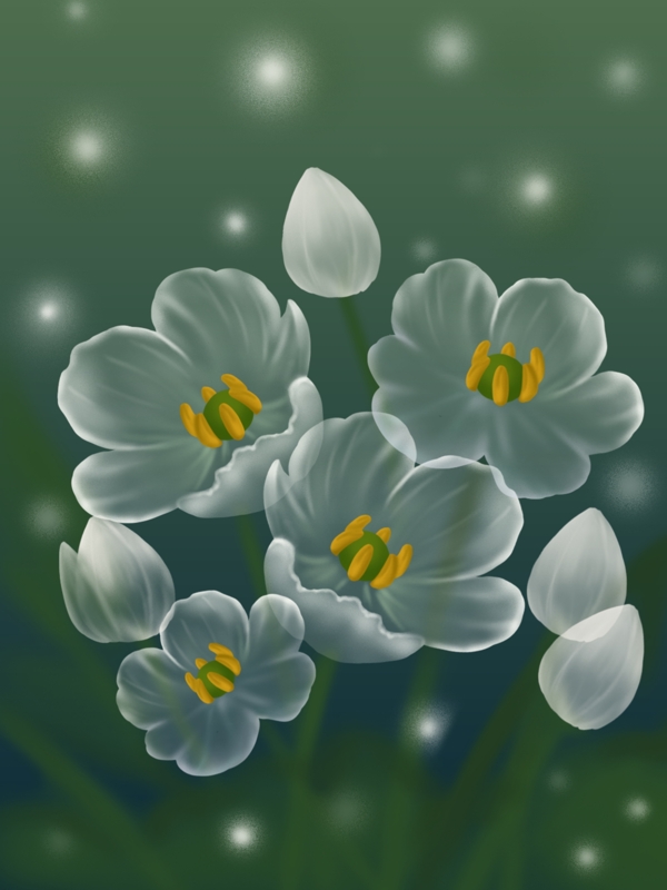 绿色植物白色花朵小清新通用背景