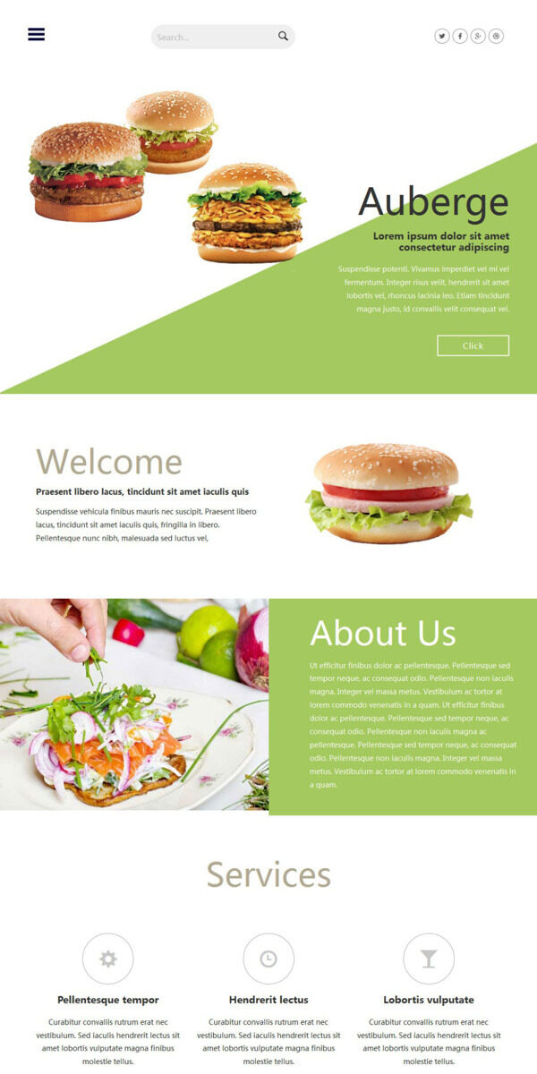 绿色汉堡快餐响应式网页模板