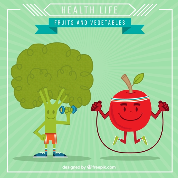 运动的花椰菜和苹果