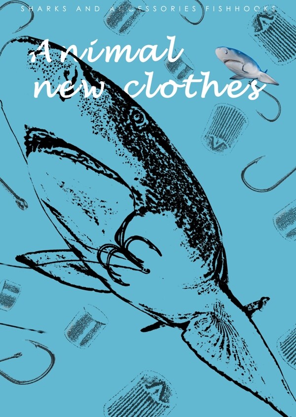 动物的新衣鲨鱼和勾子海报