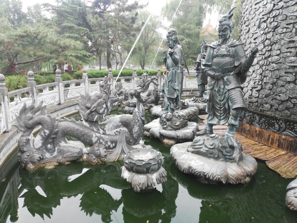 潍坊金泉寺水池雕塑喷泉