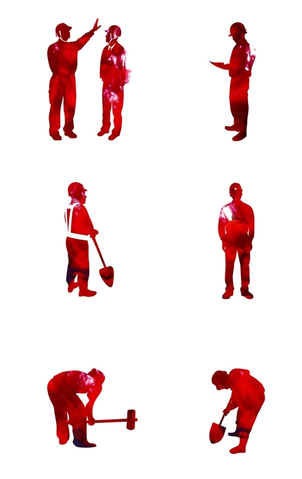 五一劳动节红色工人形象剪影元素