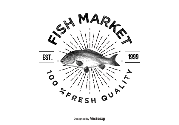 古典复古鱼市场标志