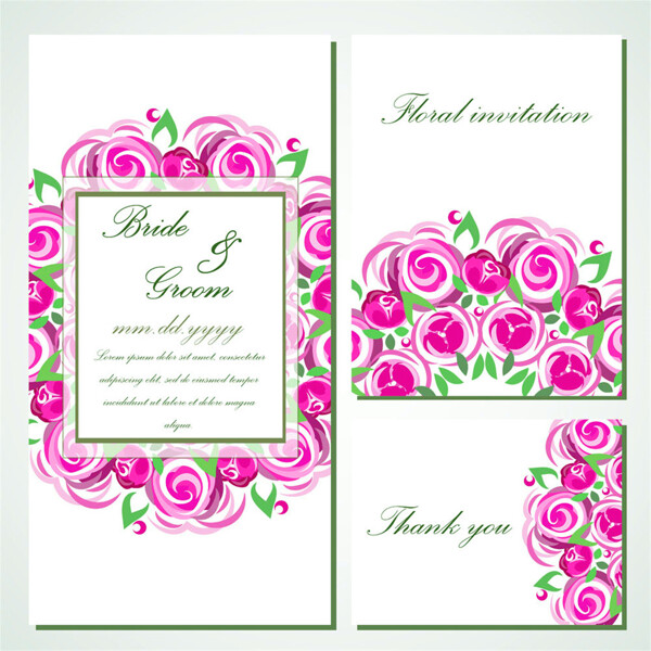 紫色玫瑰婚礼请贴图片