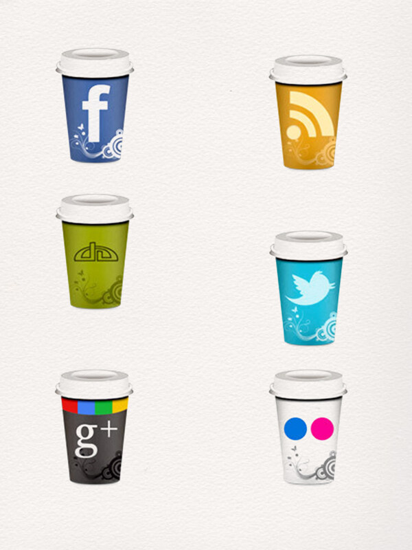 一组五彩包装咖啡杯设计