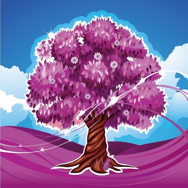唯美的紫色大树