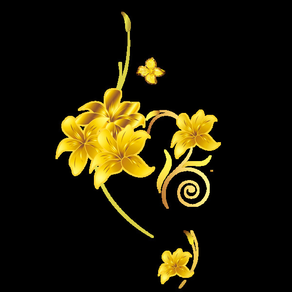 金色花朵png免扣元素