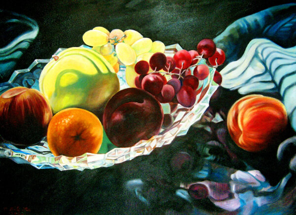 水果盘油画图片