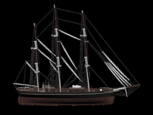 古代桅杆帆船免抠png透明图层素材