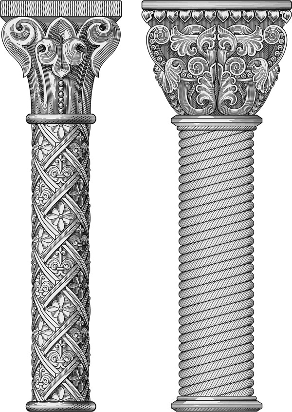 各种欧洲古典柱图形矢量素材