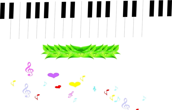 钢琴树叶音符图片