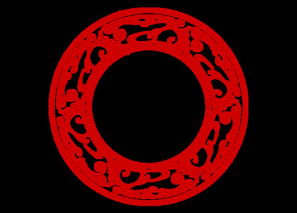 中式红色祥云圆环png元素