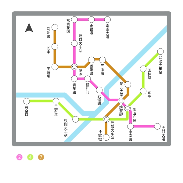 一款极简风格的地铁线路图