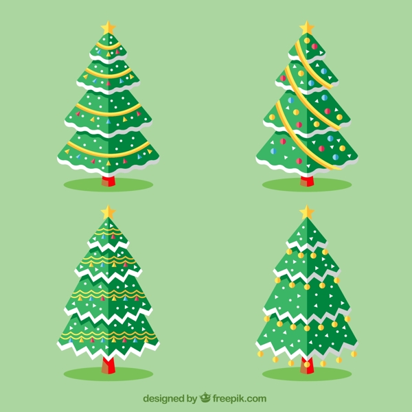 4款金星圣诞树设计矢量素材