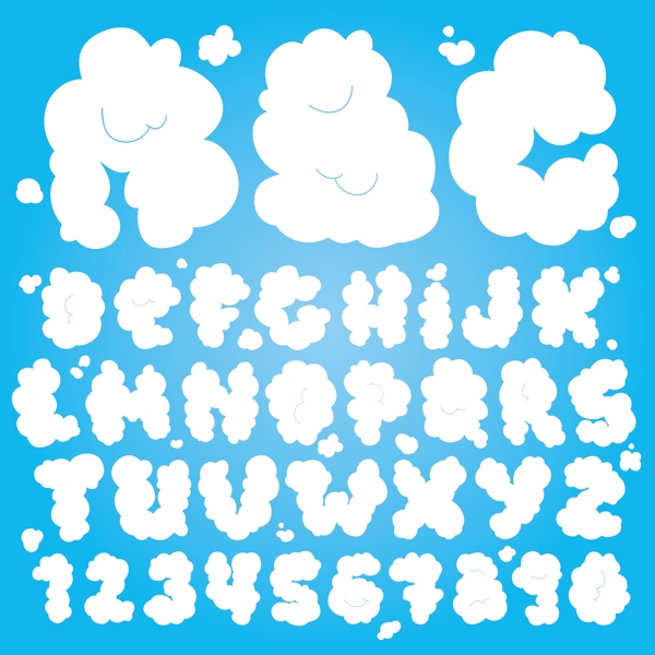 云的数字和字母的矢量图形