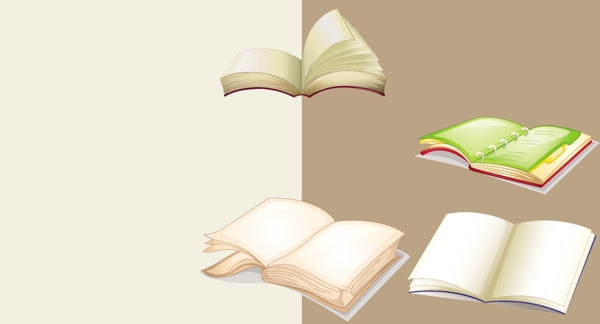 不同设计的书籍和笔记本插图