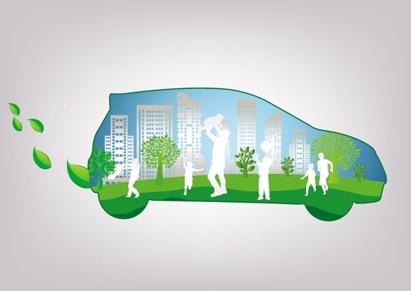 生态背景的汽车人图标绿色装饰品免费矢量