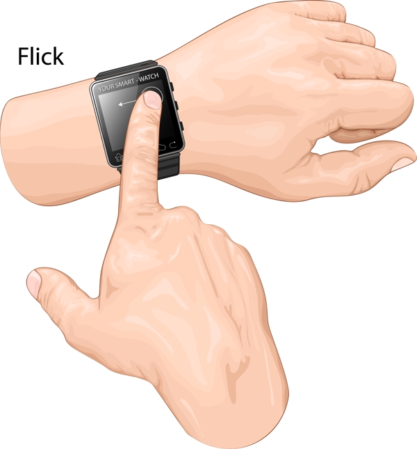 点手表的手卡通矢量各种手势素材