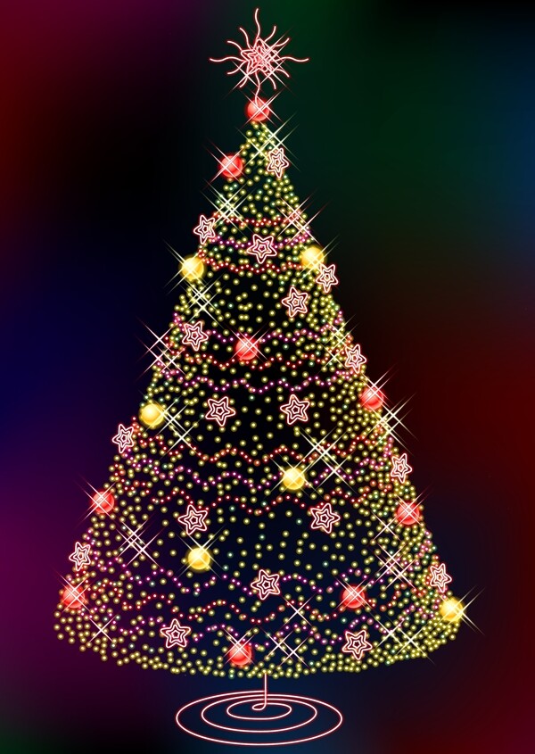 三个闪闪发光的圣诞树矢量素材