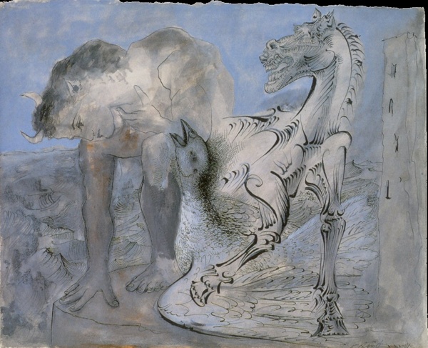 1936Faunechevaletoiseau西班牙画家巴勃罗毕加索抽象油画人物人体油画装饰画