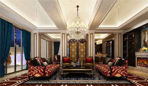 欧式豪华客厅沙发背景墙设计图