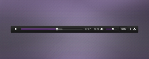 光滑乌黑的音频播放器的界面元素psd